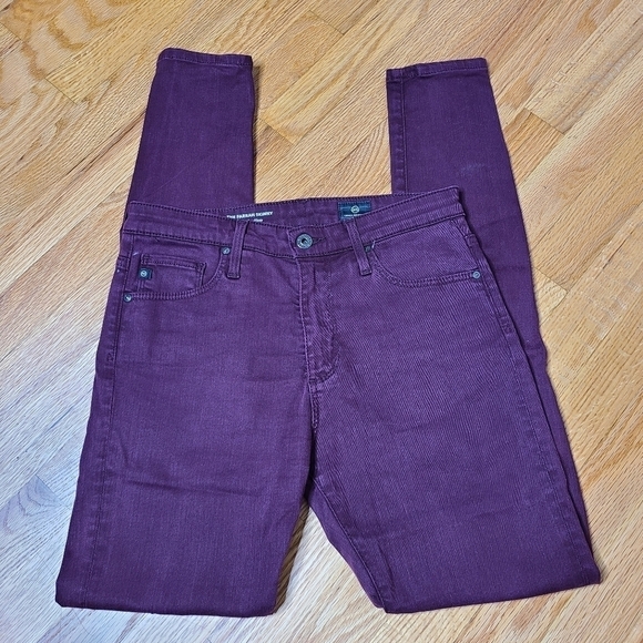 AG Adriano Goldschmied Size 27R Farrah High Rise Skinny Jeans in Wine - Picture 2 of 5